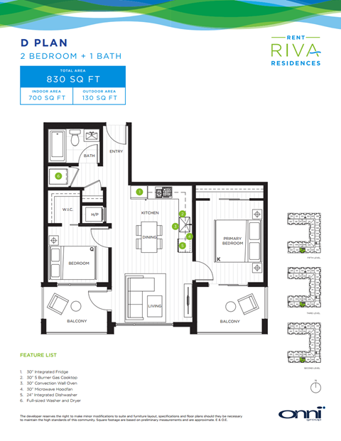 Floor plan for 2 beds, 1 bath, 700 sqft